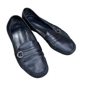 Cole Haan Italian Made Black Leather Slip On Loafers Size 9 M